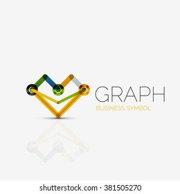 Abstract logo idea, linear chart or graph  business icon. Creative vector logotype design template