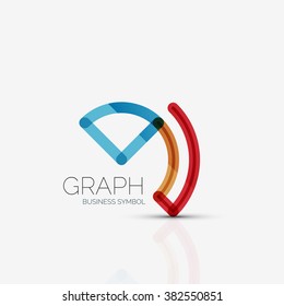 Abstract logo idea, linear chart or graph  business icon. Creative vector logotype design template