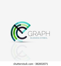Abstract logo idea, linear chart or graph  business icon. Creative vector logotype design template