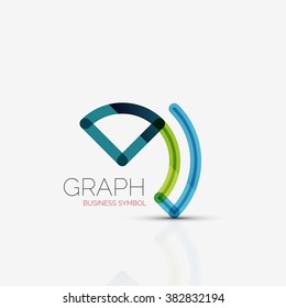 Abstract logo idea, linear chart or graph  business icon. Creative vector logotype design template