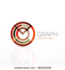 Abstract logo idea, linear chart or graph  business icon. Creative vector logotype design template