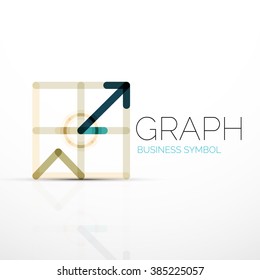 Abstract logo idea, linear chart or graph  business icon. Creative vector logotype design template