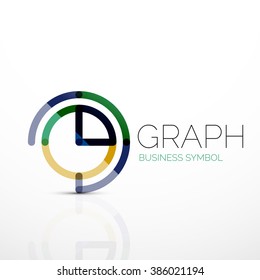 Abstract logo idea, linear chart or graph  business icon. Creative vector logotype design template