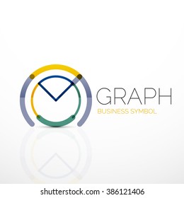 Abstract logo idea, linear chart or graph  business icon. Creative vector logotype design template