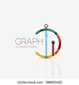 Abstract logo idea, linear chart or graph  business icon. Creative vector logotype design template