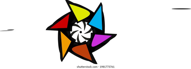 Abstract logo illustration image with colorful triangle and circle combination pattern