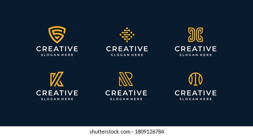 Abstract logo illustration vector graphic bundle in lineart stlye. Good for brand, advertising, icon, tech, clean, creative, amd business card