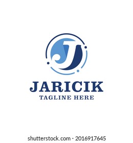 Abstract Logo Initial Letter J. Light blue and dark blue circle shape. Can be used for Business Logo and Branding. Flat Vector Logo Design Template Elements