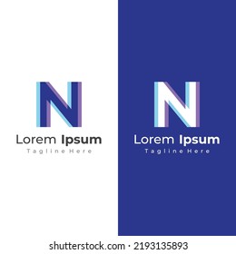 Abstract logo initial letter N geometric elements. Elegant, minimalist, creative and modern logo template. Identity sign, brand and business card.