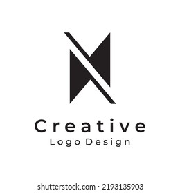 Abstract logo initial letter N geometric elements. Elegant, minimalist, creative and modern logo template. Identity sign, brand and business card.