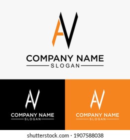 abstract logo initials letter A and V, flat logo design for company etc.