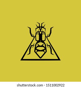 Abstract logo of an insect, bee, bug. Modern design. Geometric. Fashion print for clothes, cards, picture banner for websites. Vector illustration 