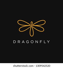 Abstract logo inspiration of dragonfly with line art style