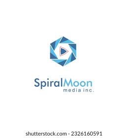 Abstract logo isolated icon on white background. Modern film and cinema flat vector concept. Play button for digital technology and media