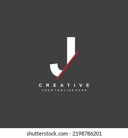 
abstract logo J with red line cut. J logo template design is elegant and luxurious. initial letter J