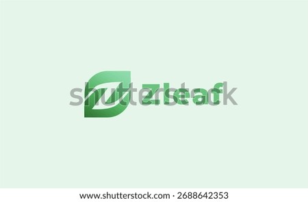 Abstract Logo Leaf With Letter Z. Nature, Modern and Minimalist Concept