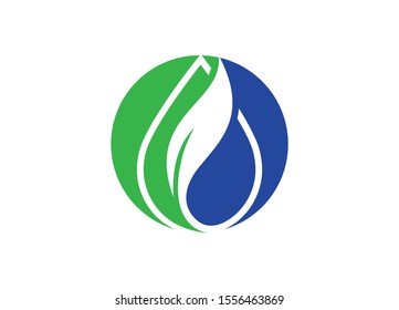 Abstract Logo with Leaf and Water Drop Symbolizing Nature, Sustainability, and Environmental Responsibility