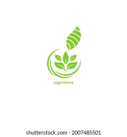 abstract logo with leaves surrounded by rope and growing leaves on it