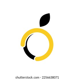 Abstract logo of lemon, leaf, orange and black, suitable for fashion