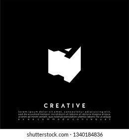 abstract A logo letter in 3d shadow design concept