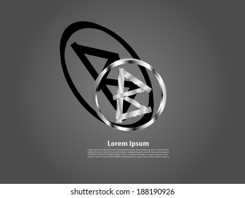 Abstract logo in letter B design with circle and rectangle icon symbol in Meta color.