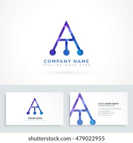 abstract logo letter A with business card