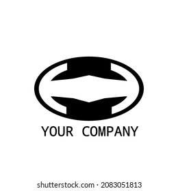 abstract logo letter C and h color black and white in ellipse circle