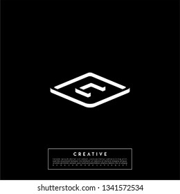 abstract logo letter C in square 3d shadow shape design concept