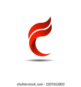 abstract logo letter c,f,e with flame 3d vector design