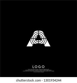 abstract A logo letter with circle shot design concept
