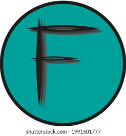 Abstract logo letter f turquoise color