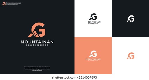 Abstrato logotipo letra G e montanha com modelo único de projetos de logotipo