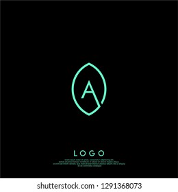 abstract a logo letter inside the green leaf shape design concept