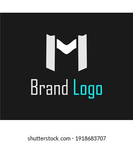 abstract logo letter M in white and gray color