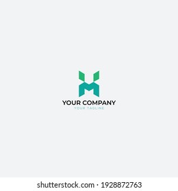 carta de logotipo abstracto MH monogram simple