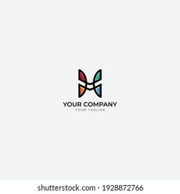 carta de logotipo abstracto MH monogram simple