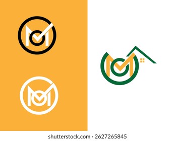 abstract logo letter MOV with check mark set