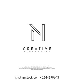 abstract logo letter N in modern lines design concept