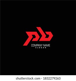 Abstrakter Logo-Buchstabe PB, rot und weiß 1