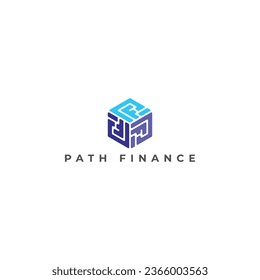 Abstract logo letter PF or FP Creative hexagon logotype in blue color isolated on a white background. Abstract letter PF logo applied for personal finance brand logo design inspiration template