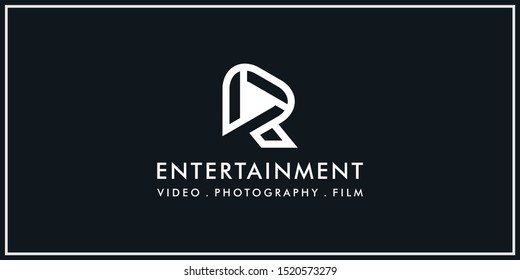 abstract logo letter r. for companies making videos, films, photography, television etc.