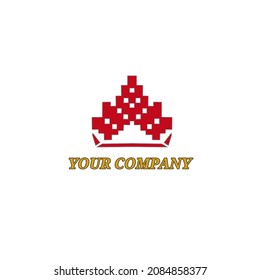 abstrakter Logo Buchstabe A mit roter Kronform