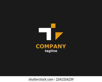 logotipo abstracto con letra T inicial, elegante y minimalista