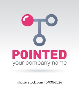 Abstract logo. The letter T and the key point. Vector illustration.