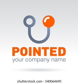 Abstract logo. The letter U and the key point. Vector illustration.