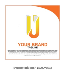 Abstract logo letter U, modern letter decorative font with gradient. Cute U Decorative monogram alphabet logo