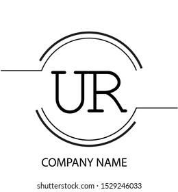 abstract logo letter UR isolated with circle shape design concept. white background design concept. modern line symbol logotype