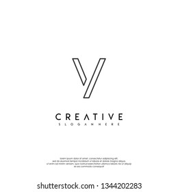 abstract logo letter V in modern lines design concept