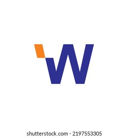 
abstract logo letter W blue color combination of orange. W logo element design template. W icon design