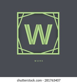 Abstract logo letter W with border vector. 